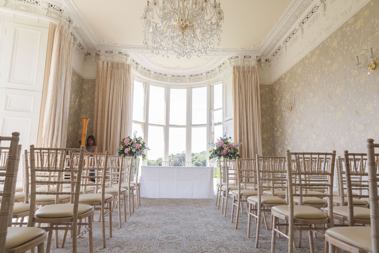 ceremony wedding flowers at Clevedon Hall