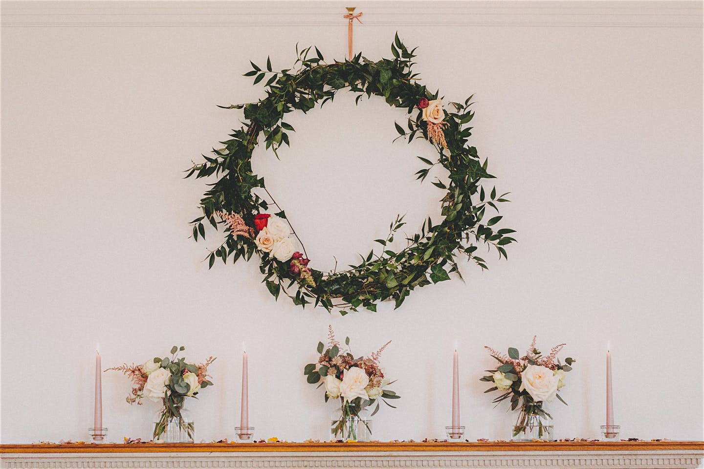 Hanging foliage hoop Daisy Lane Floral Design at Coombe Lodge near Bristol