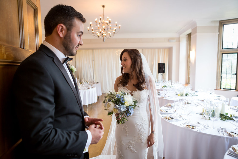 Brdie and groom at Coombe Lodge near bristol