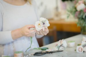 bristol wedding florist making buttonholes