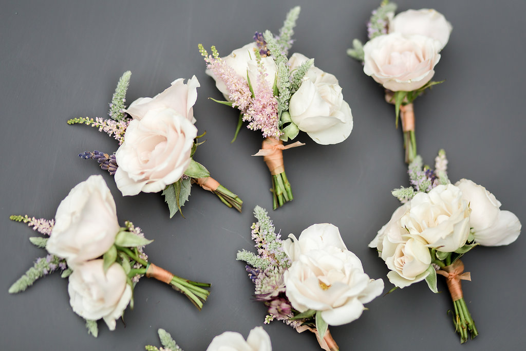 pale pink buttonholes