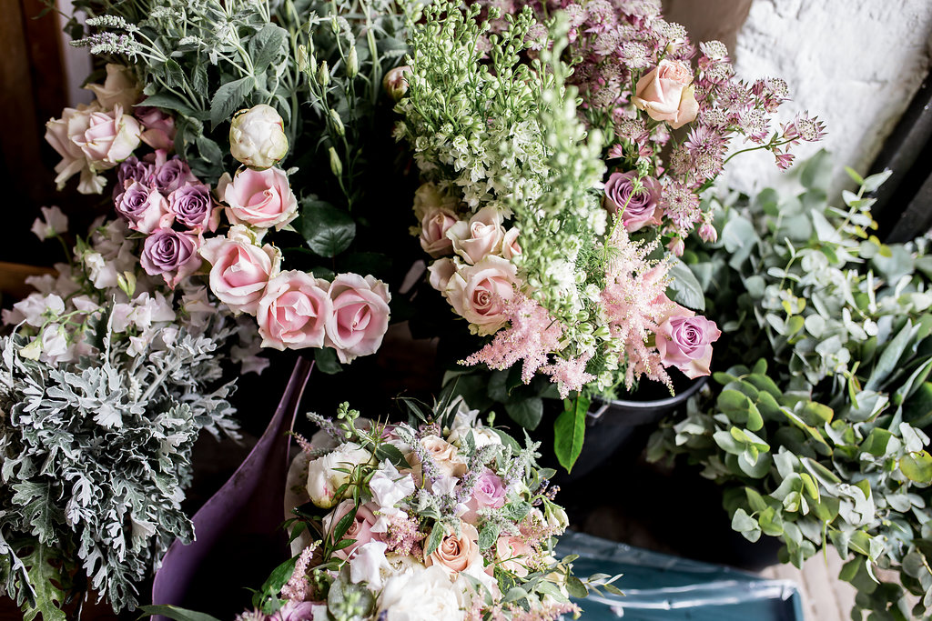 wedding flowers loaded into van