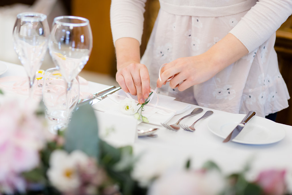 wedding florst working at Clevedon Hall