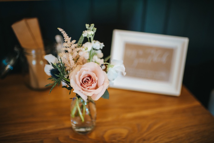 pale pink bud vase wedding priston mill