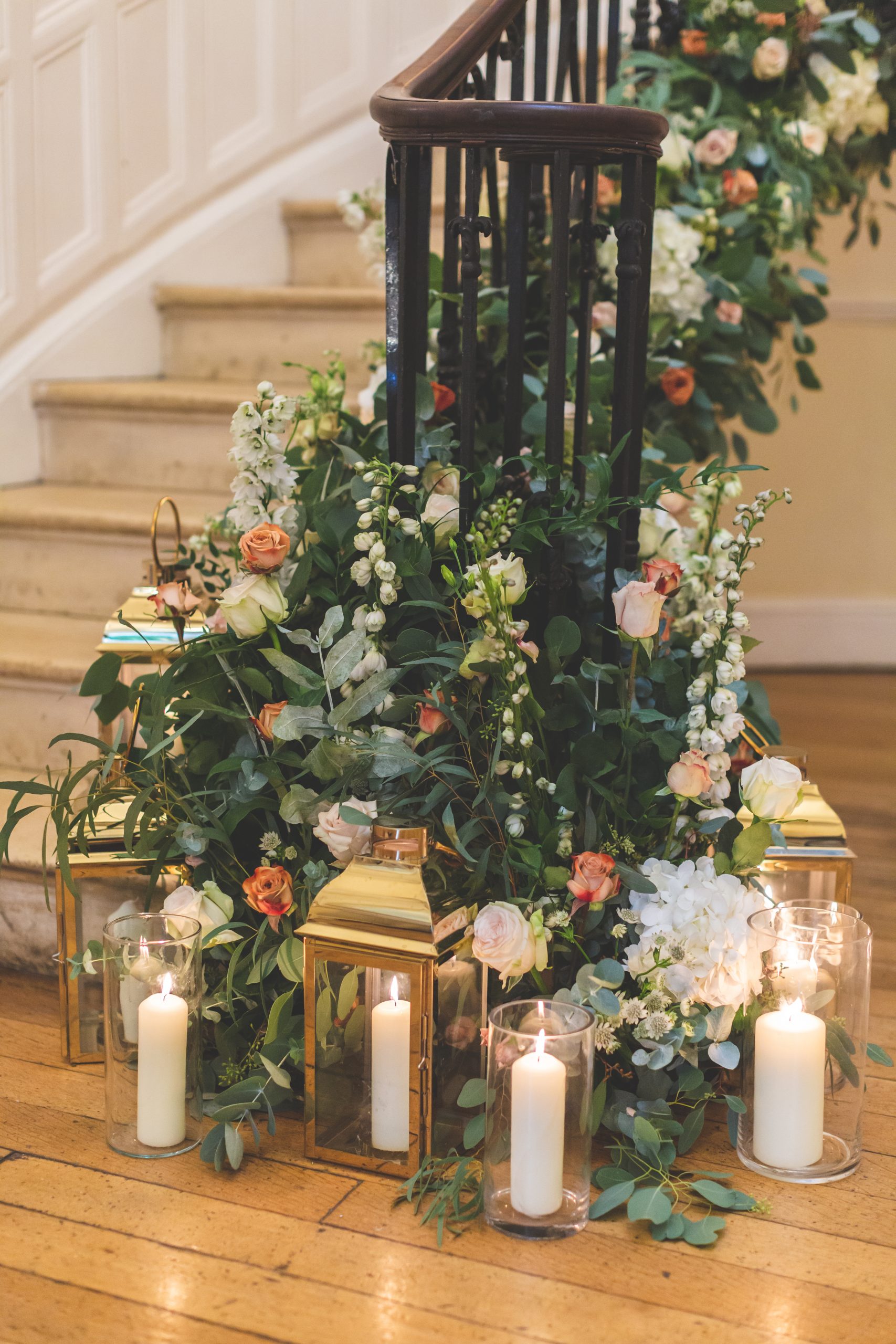 Daisy lane Floral Design wedding staircase floral garland