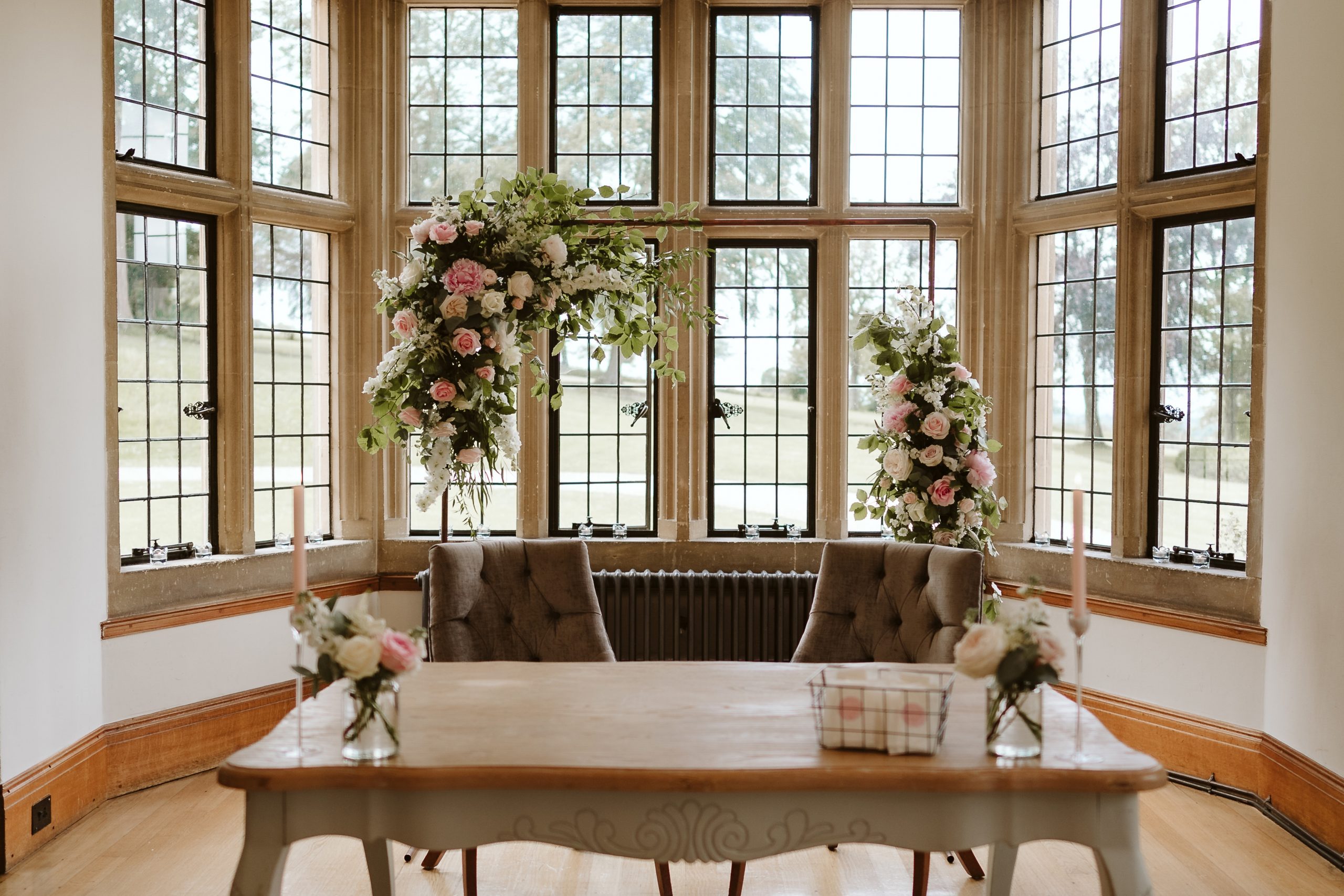 flowers for ceremony table at wedding