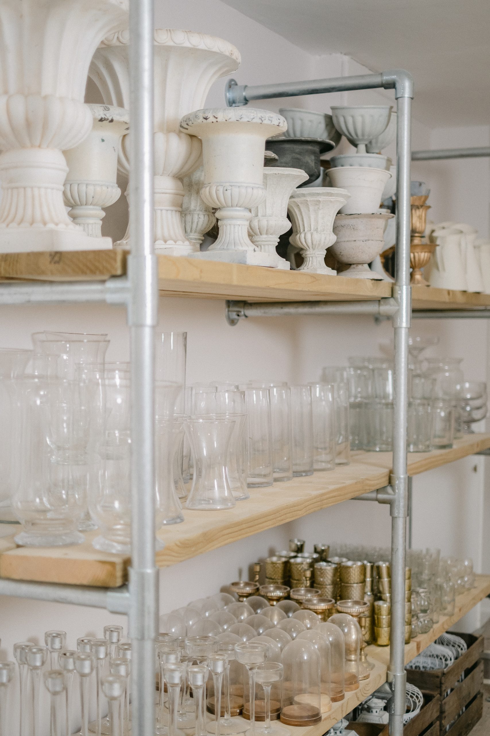 vases and urns on shelving